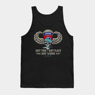 82nd Airborne Paratrooper Any Time Any Place Any Where Veterans Day Tank Top